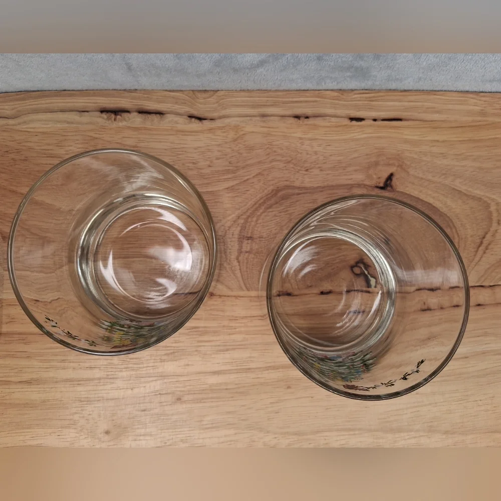 Vtg Highball Drinking Glasses Christmas Tree and Gifts Painted Glass Holiday